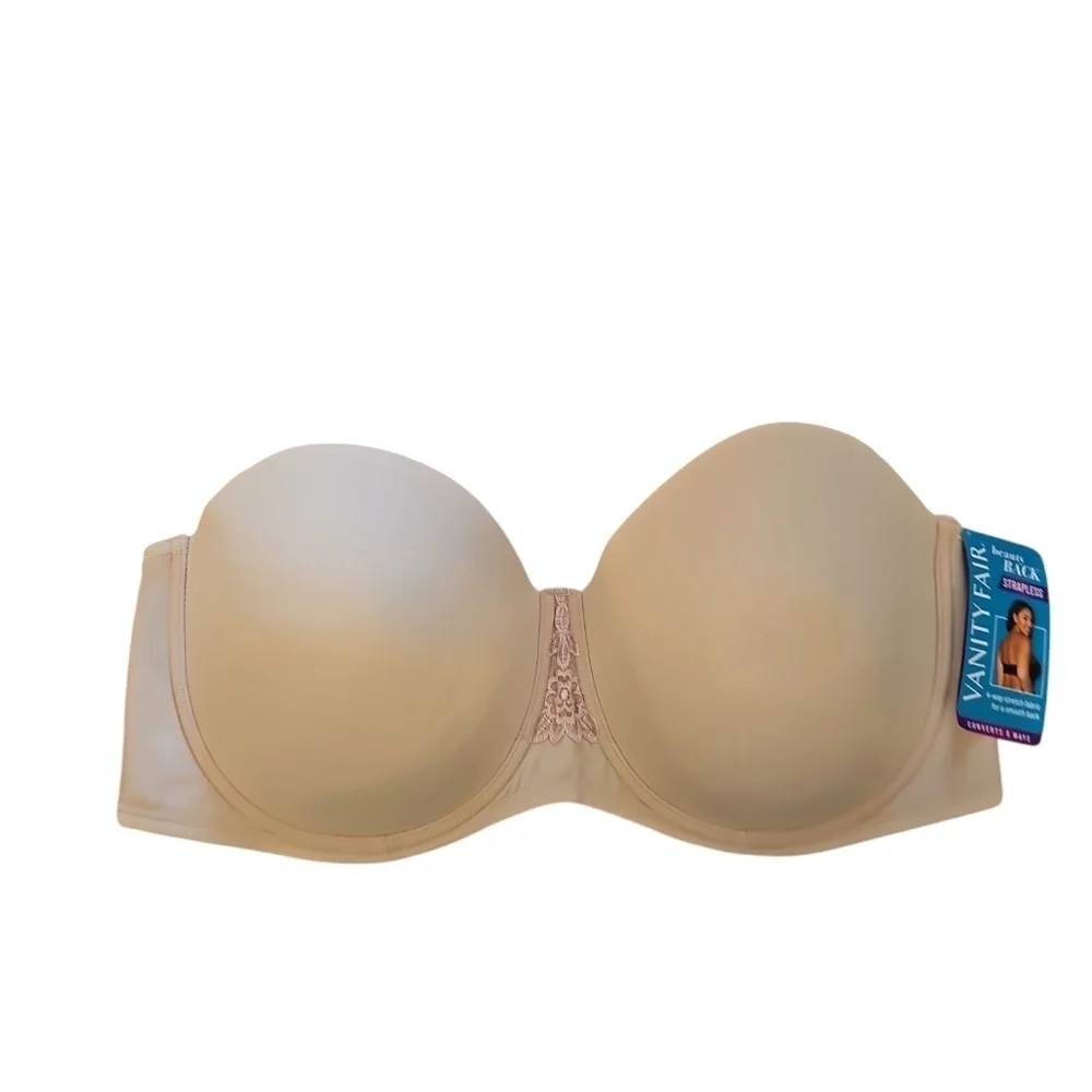 Vanity Fair Tan Nude Strapless Bra Sz 44DD Underwire New WL148